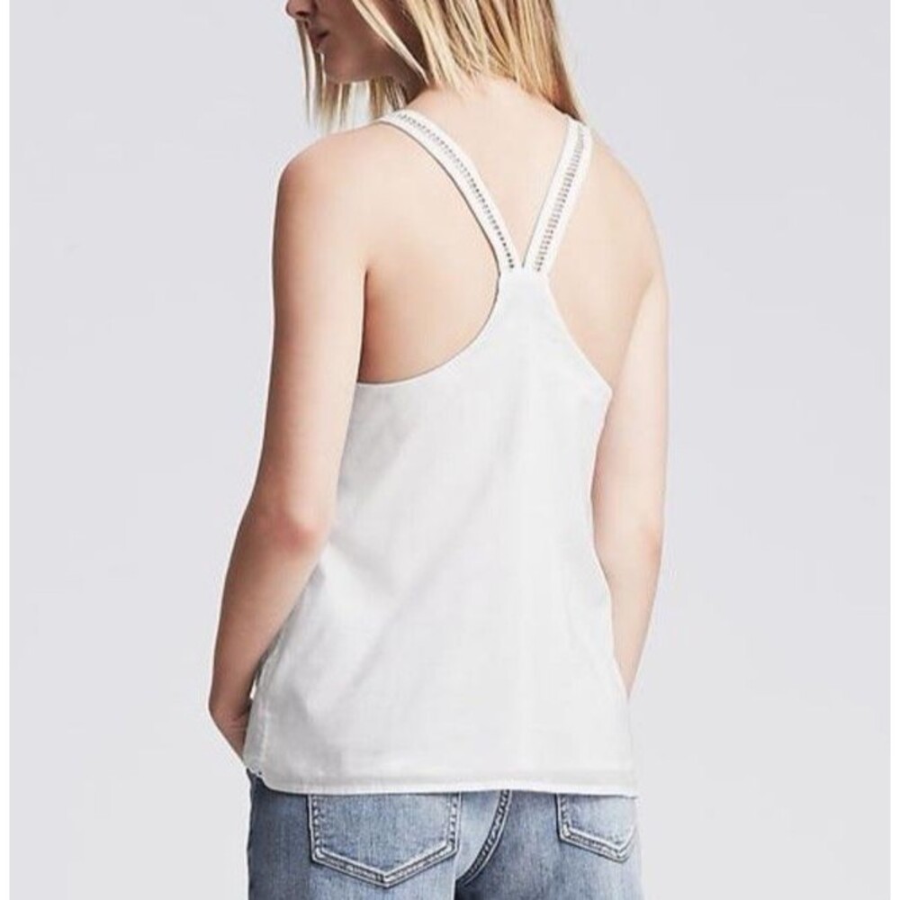 Banana Republic White Cut Out Embroidered Cami Size Small 100% Cotton Preppy - Picture 7 of 13